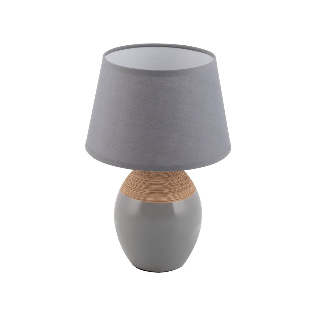 Liv · Houten tafellamp met linnen kap — grijs