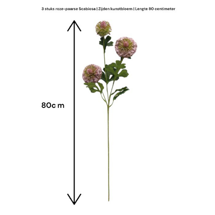 Scabiosa | Zijden kunstbloem | Lengte 80cm  2pcs wit