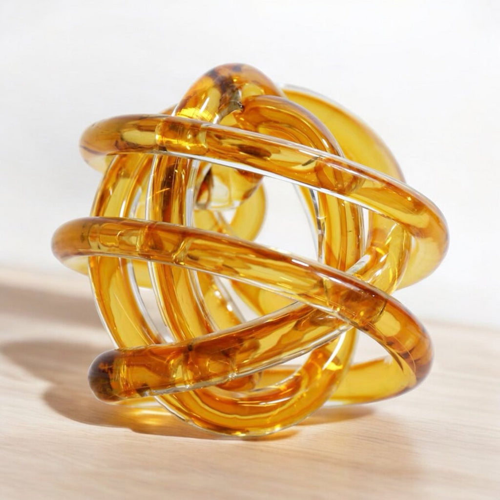 Gele glasknoop (klein) Diameter: 11cm