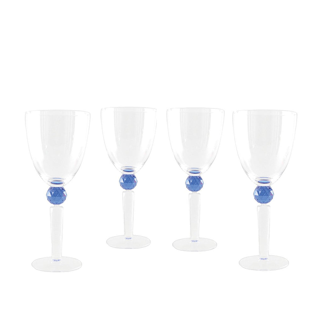 Wijnglazen met blauwe diamantvoet - veel van 4