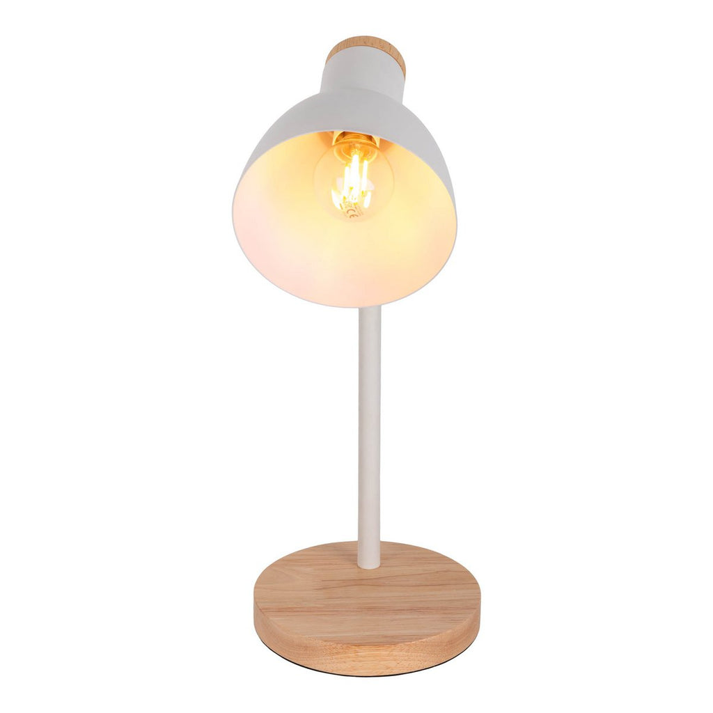 "Marie" bureaulamp gemaakt van metaal en hout, E14, wit, 36,5 cm hoog