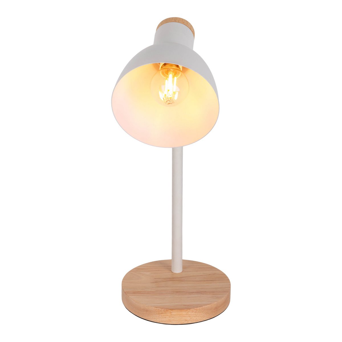 "Marie" bureaulamp gemaakt van metaal en hout, E14, wit, 36,5 cm hoog