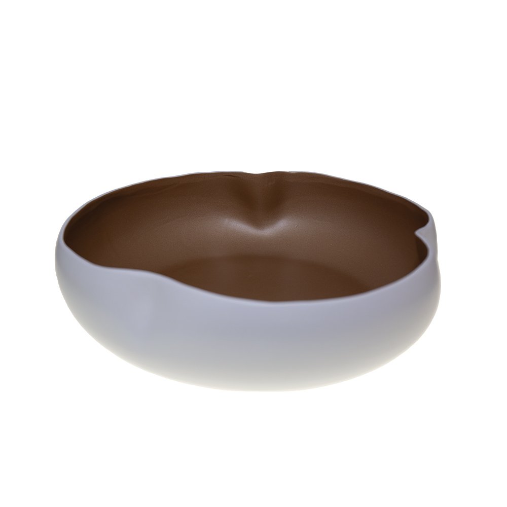 Witte en gouden keramische kom 34x34x10cm