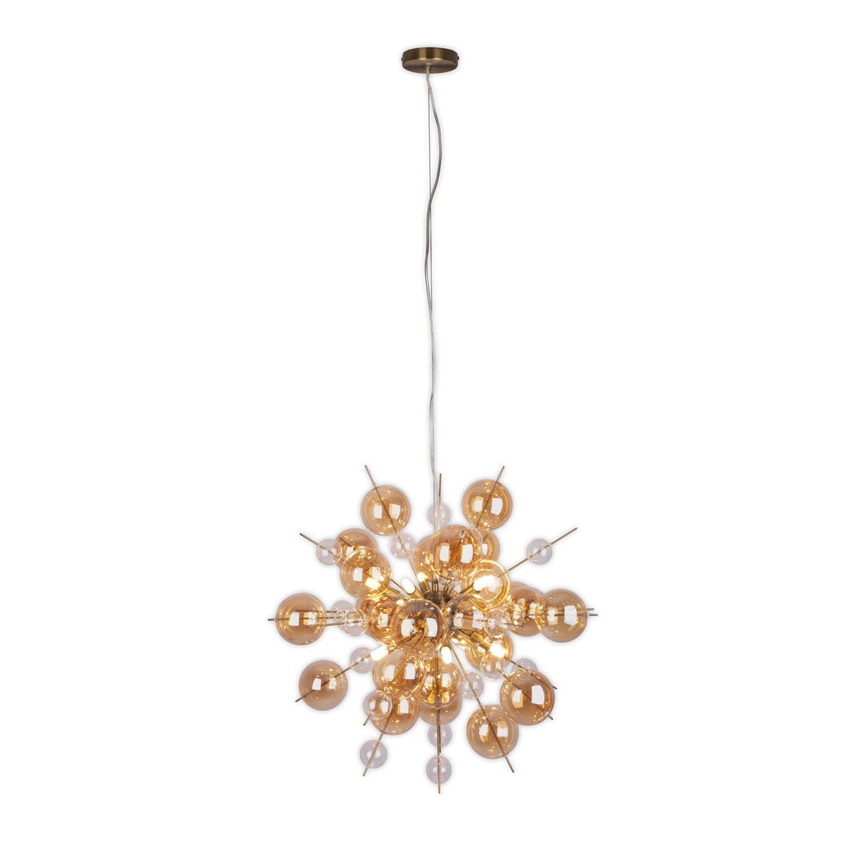 Hanger lamp "explosie" barnsteen gemaakt van metaal en glas, G9 -versies, hangende lamp voor eetkamer, woonkamer, gang of kantoor, hangende lamp ØCA. 65 cm