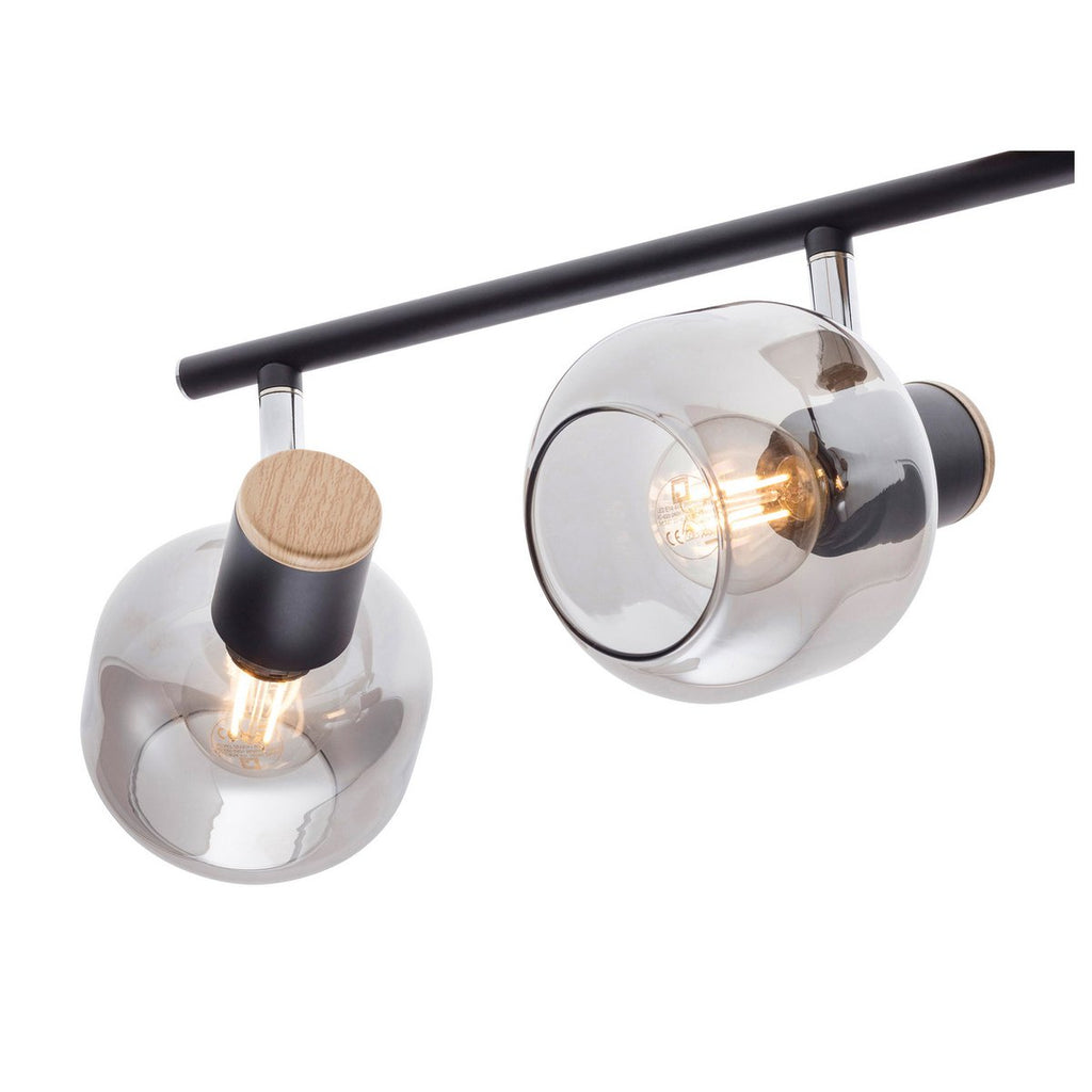 4er spot plafondlamp "fumoso", plafondlamp gemaakt van metaal en rookglas in zwart, met E14 -aansluiting, voor eetkamer, woonkamer, gang of kantoor, 80 x 20 cm