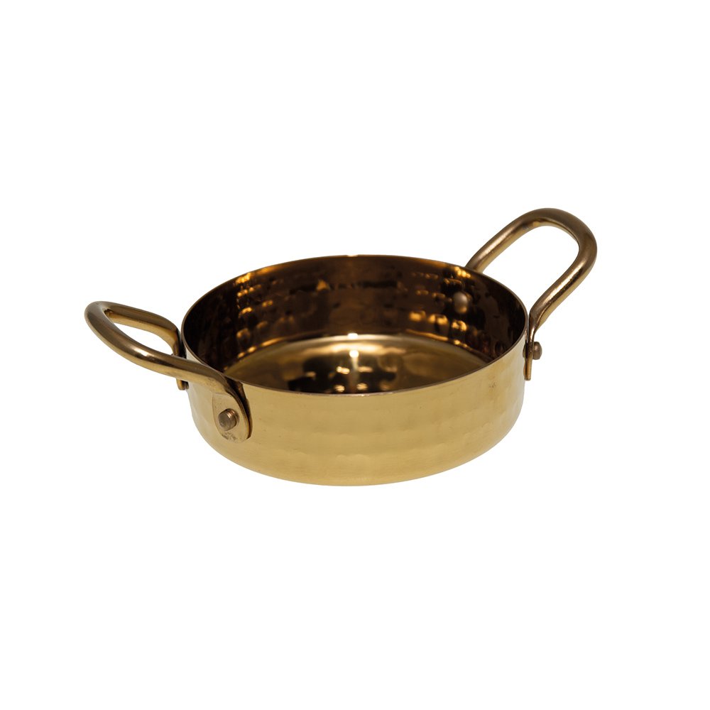 Mini gouden steelpan met twee rondes 10.5x10.5x3,5 cm