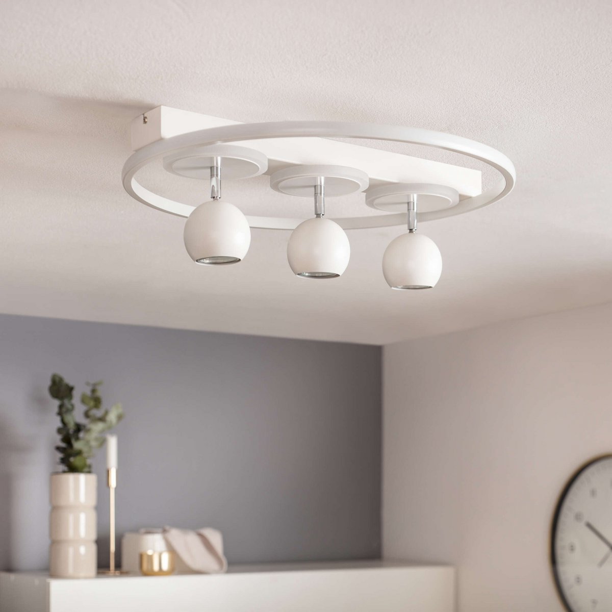 3 Spot LED -plafondlamp "Ronda" Ø 50 cm, gemaakt van metaal en plastic, wit, GU10, vlekken binnen