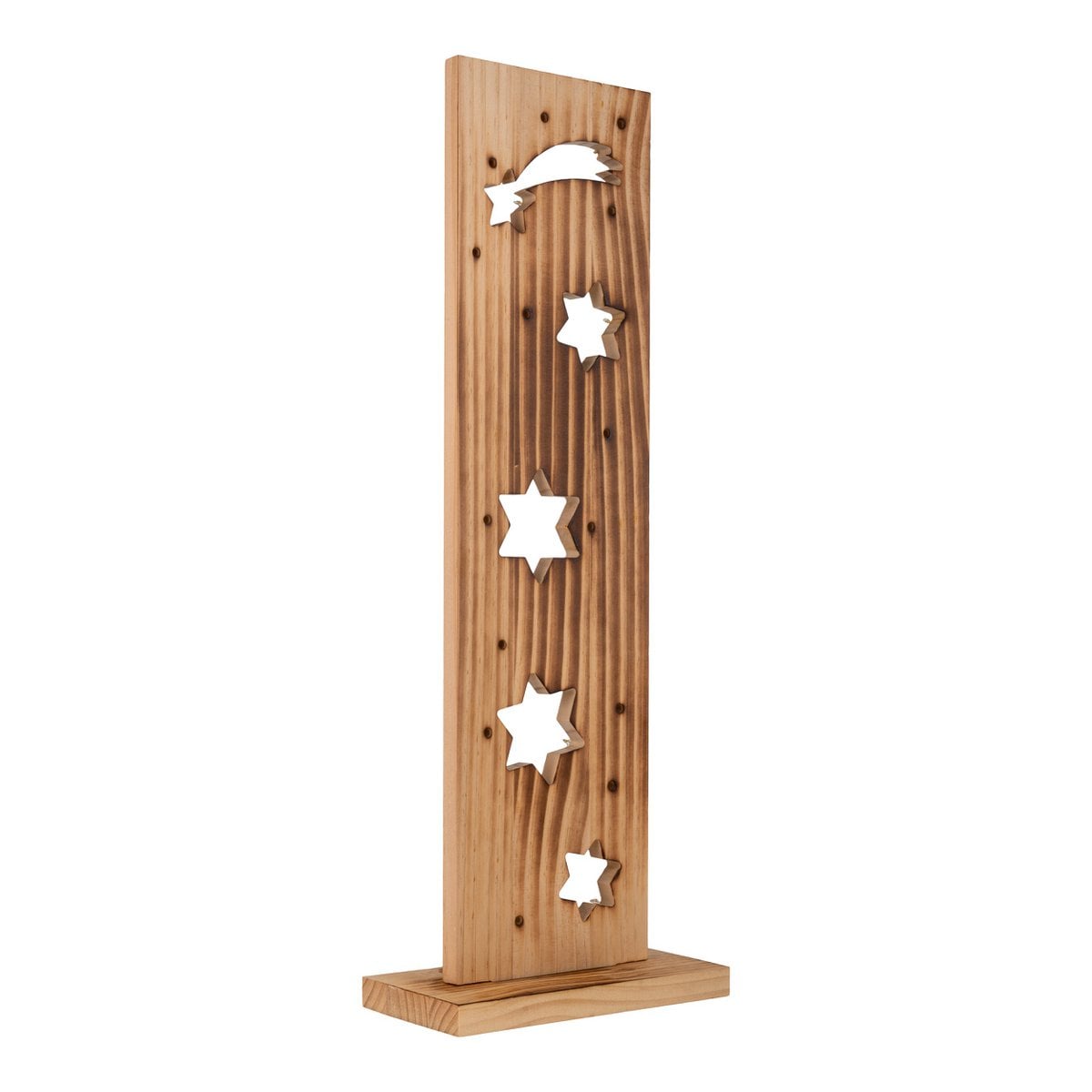 Led Wood Decolum "Stars", gemaakt van natuurlijk hout met vaste LED's, kerstdecoratie voor buiten
