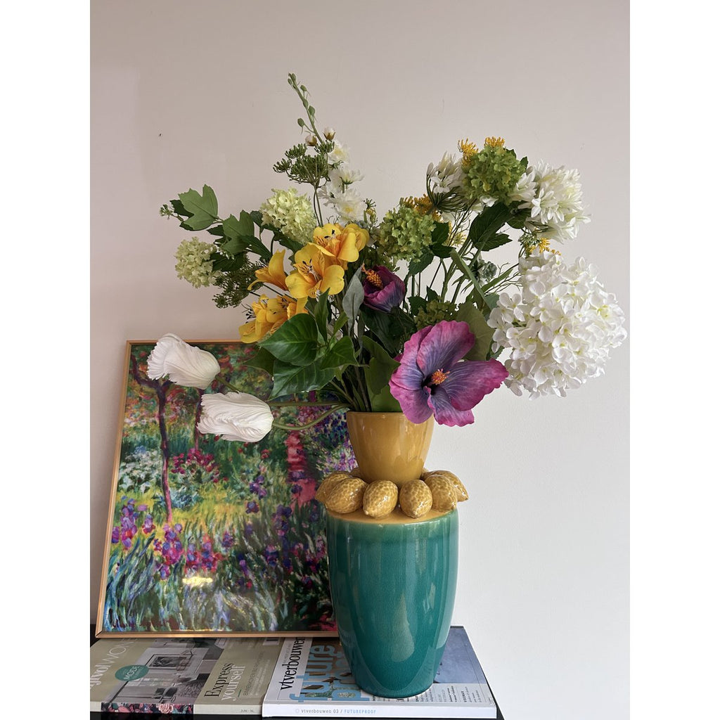 Handgemaakte citroensapvaas H: 37 cm