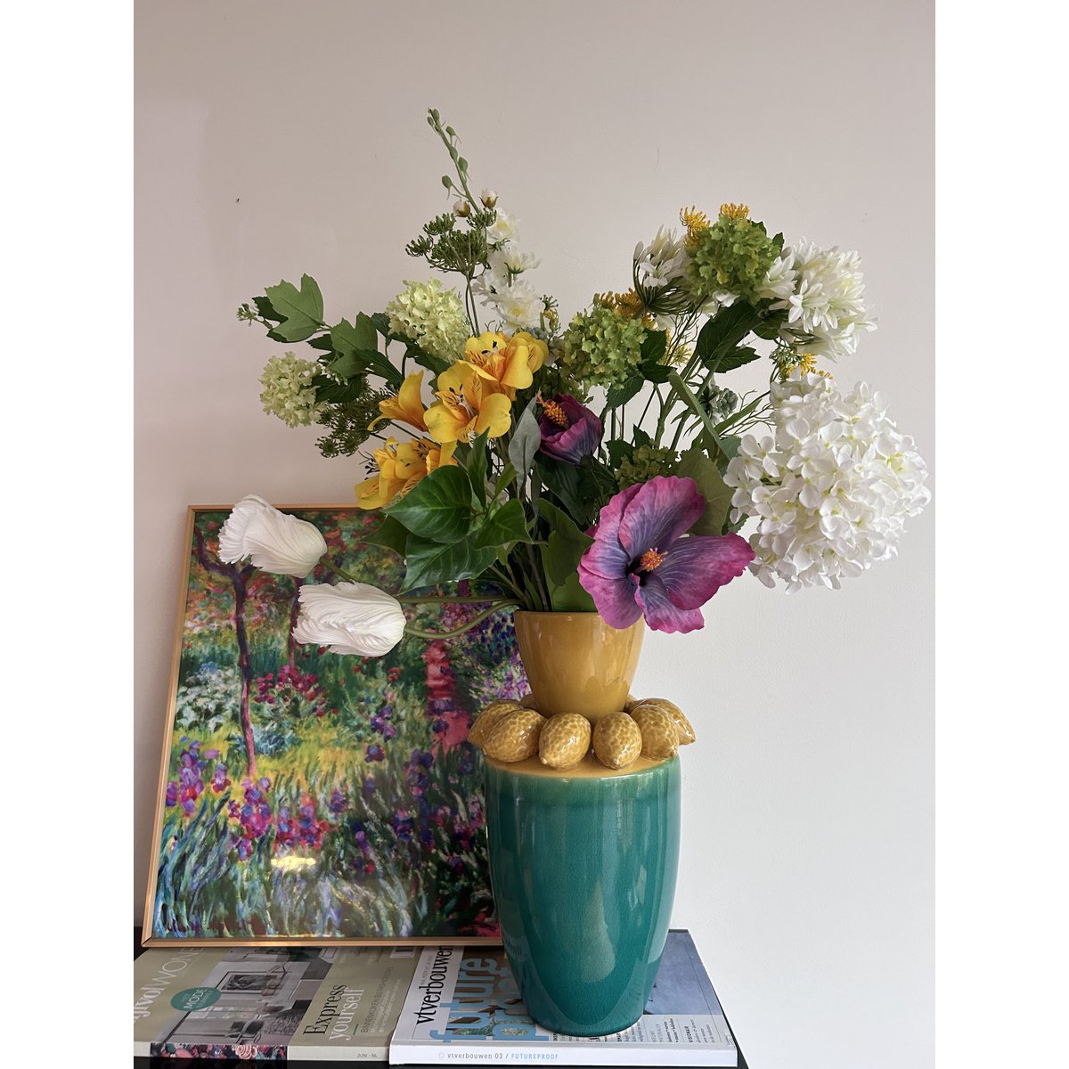 Handgemaakte citroensapvaas H: 37 cm