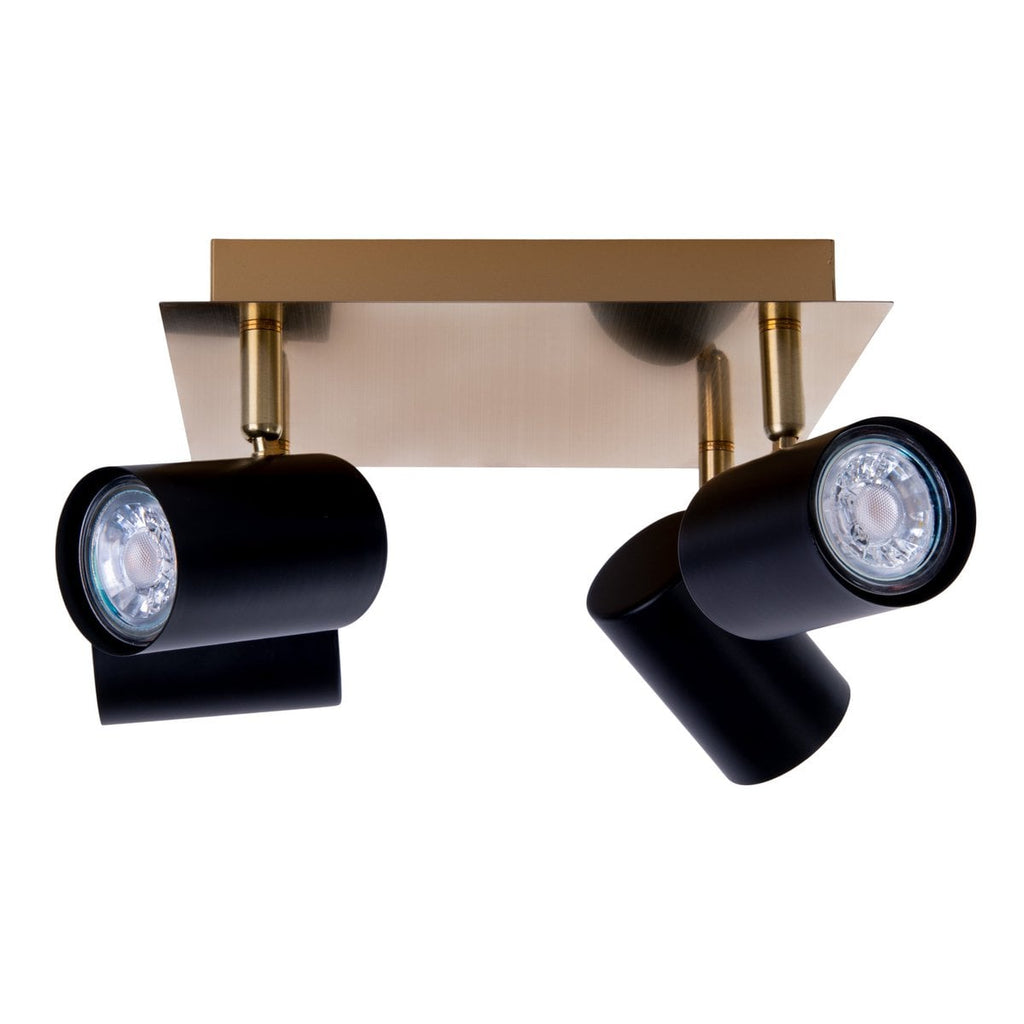 4 muur- en plafondlampen "Frida" in metalen zwart / goud, plafond schijnwerpers, GU10, plafondlamp voor eetkamer, woonkamer, gang of kantoor, 22 x 22 cm