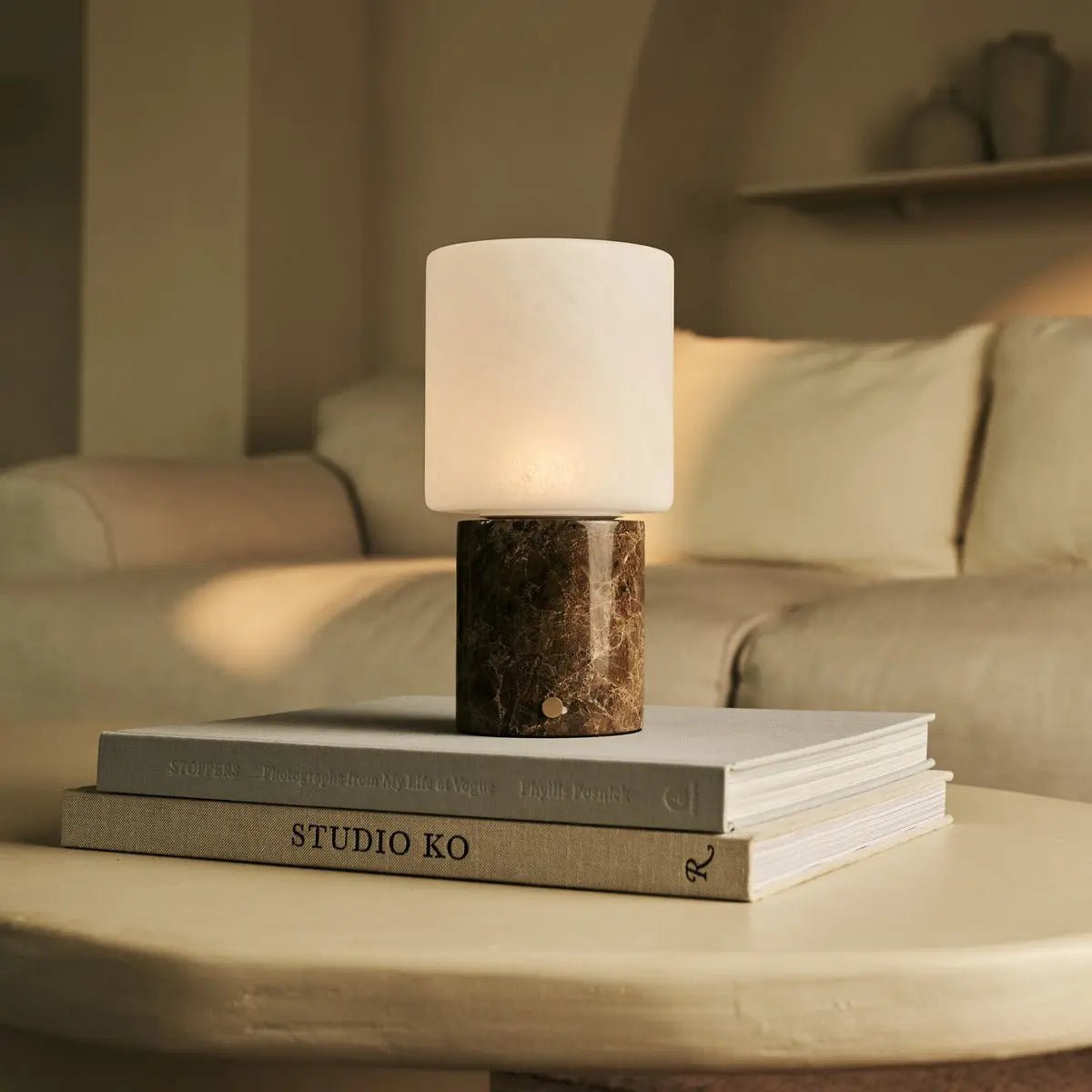 Cuyp Brown / Emperador Dark - Marble Laidable Table Lamp - Draadloos, USB -oplaadbaar en maximaal 100 uur looptijd