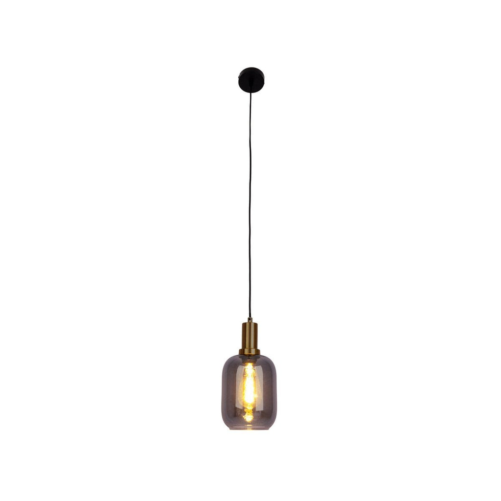 1-pendelende lamp "fumo", hanglamp gemaakt van metaal en glas in zwart, met E14-aansluiting, voor eetkamer, woonkamer, gang of kantoor, hangende lamp 150 x 20 cm