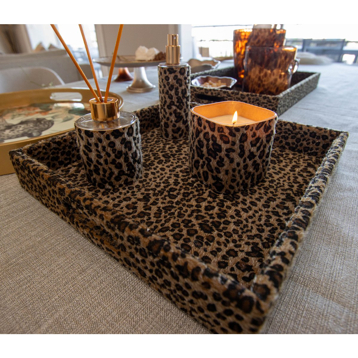8x8x8cm luipaardglaskaars