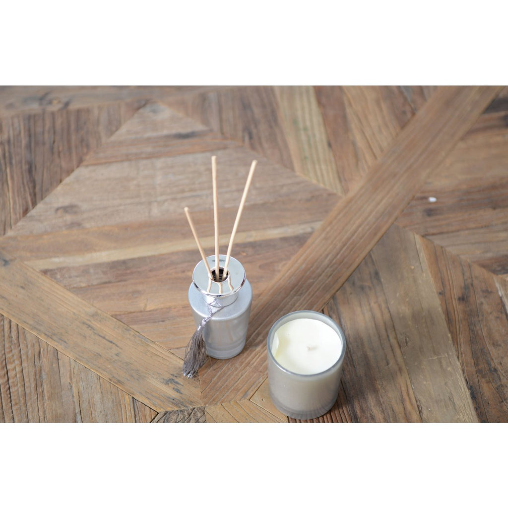 Zilveren kaarsen vanille parfum 7x7x8cm
