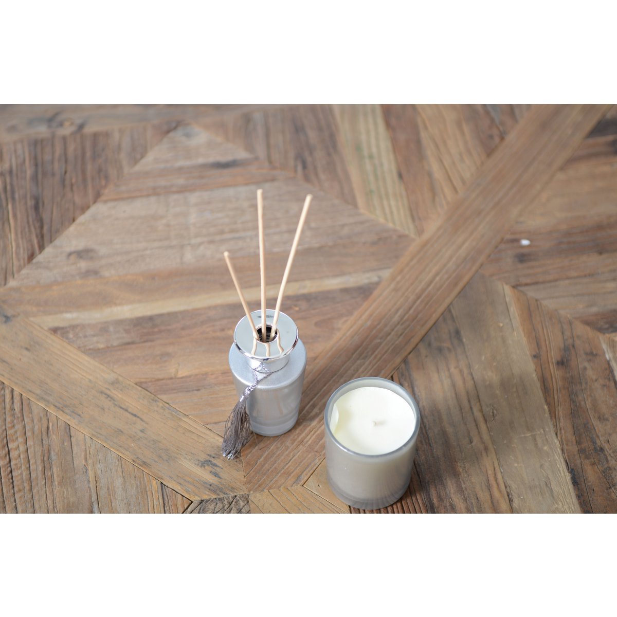 Zilveren kaarsen vanille parfum 7x7x8cm