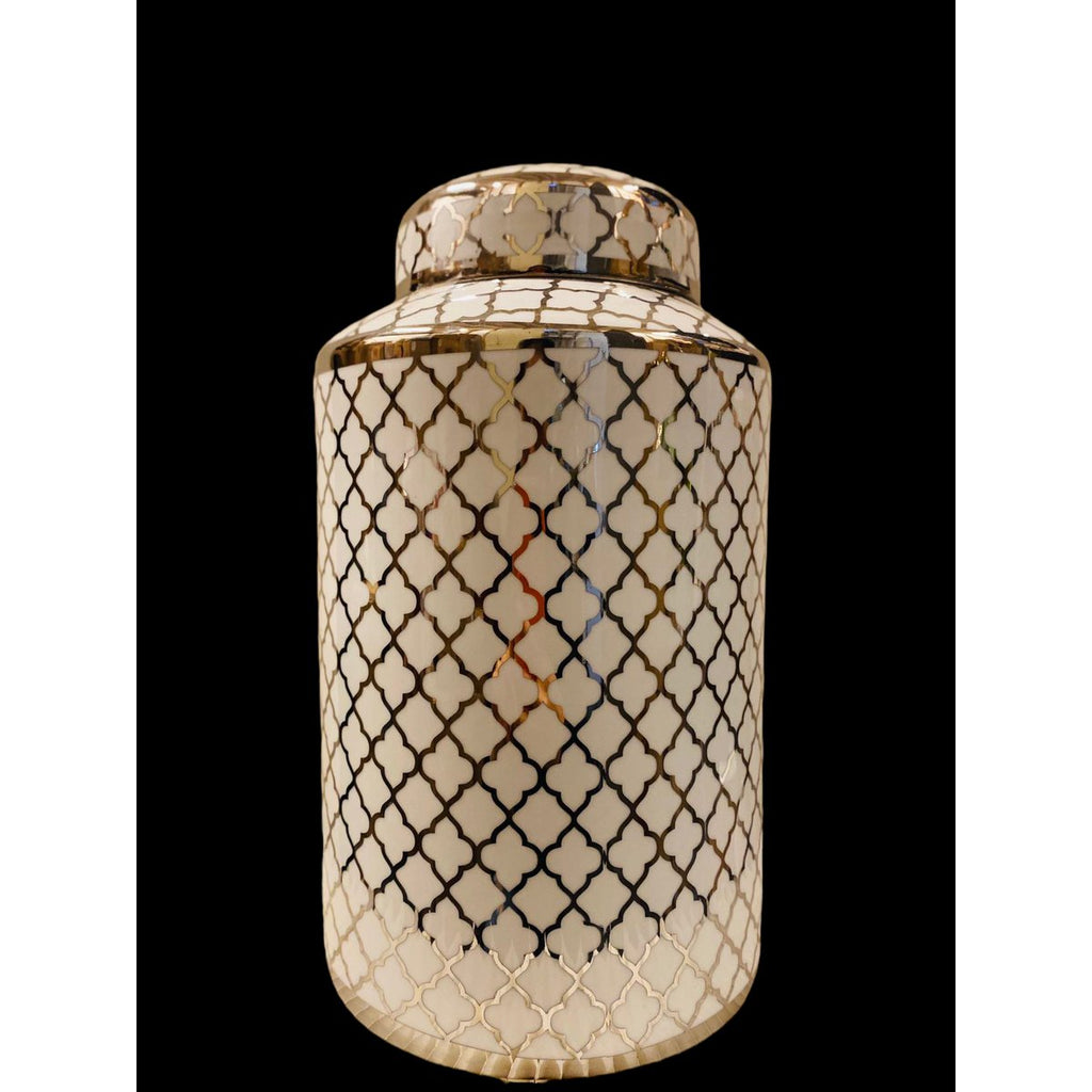 Keramieken pot wit goud (klein formaat: H*30 B*15)