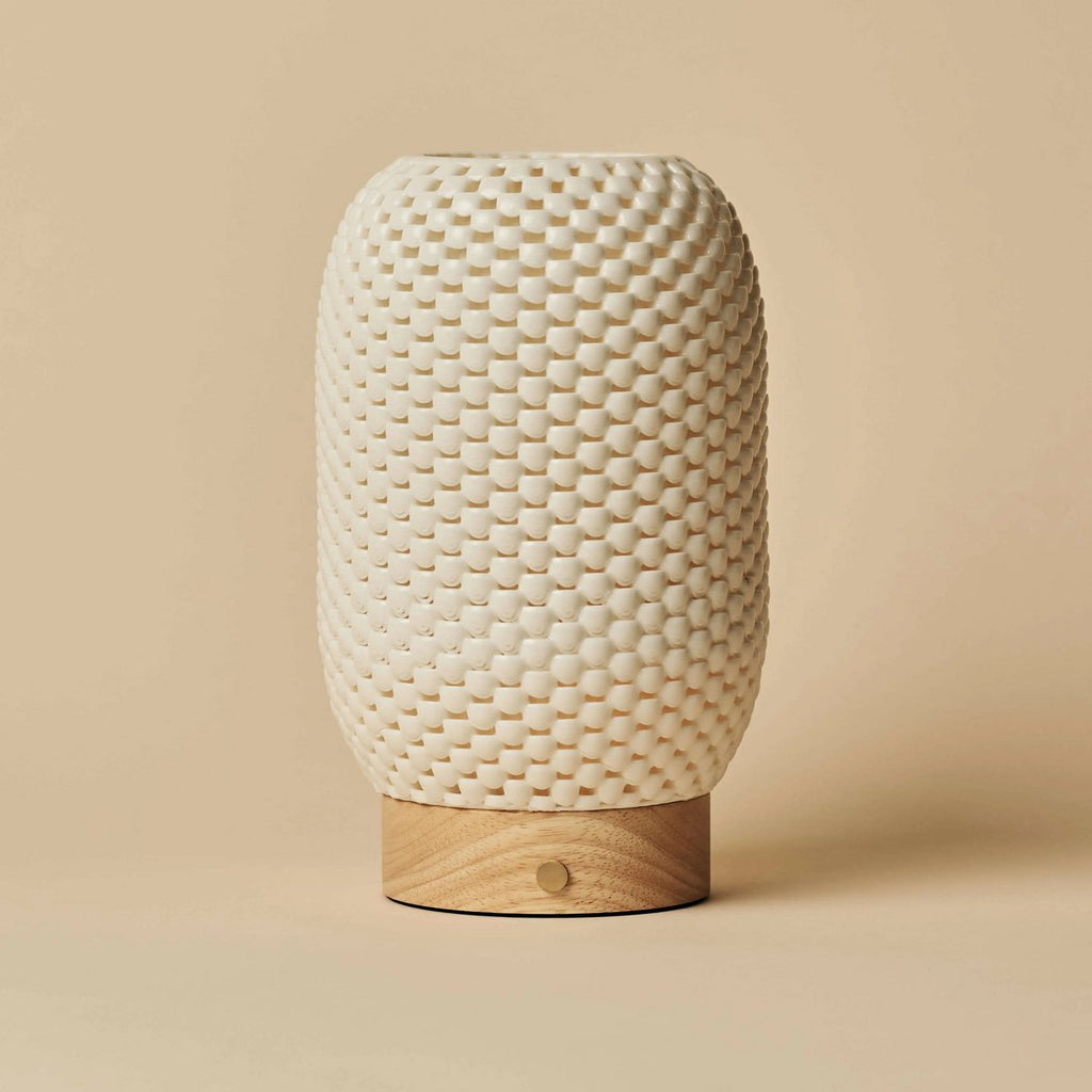 Aurora lichtbruine draadloze tafellamp in 3D-geprinte porselein-oplaadbaar, dimbaar en tot 100 uur licht