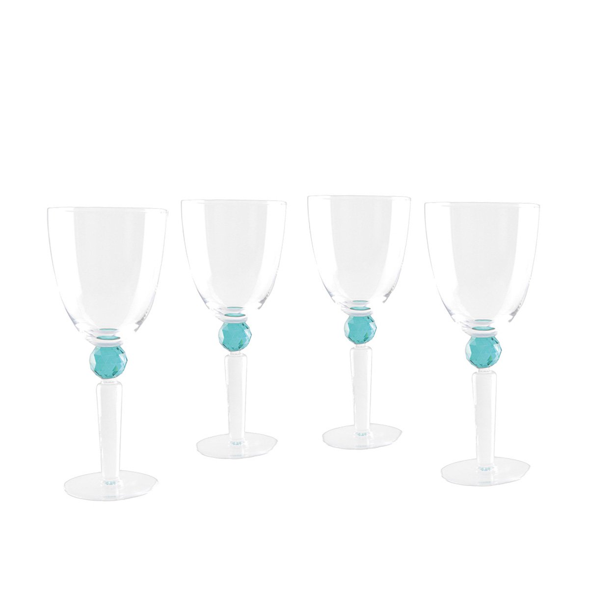 Wijnglazen met groene diamantvoet - veel van 4