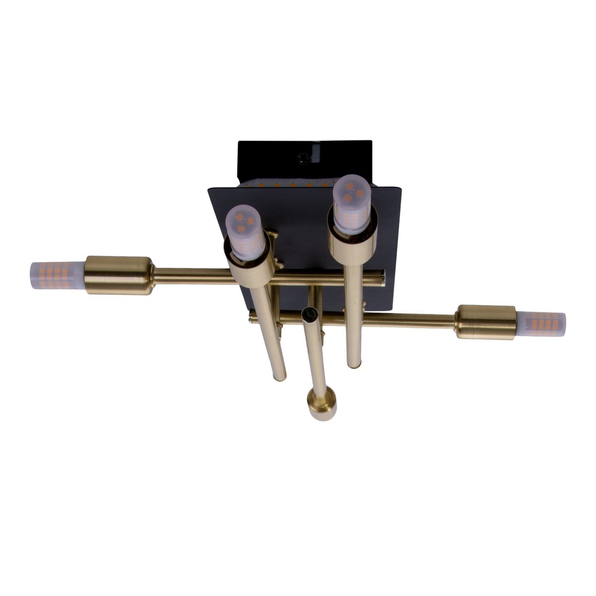 LED -plafondlamp "Ancona" met achtergrondverlichting gemaakt van metaal in zwart en messing, G9 -versies, lamp voor woonkamer, eetkamer, gang en kantoor, ca.