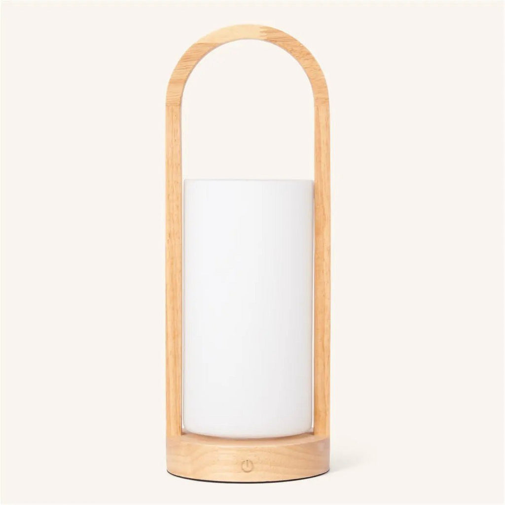 Evie Lichtbruine Oplaadbare Houten Tafellamp – Dimbaar & Snoerloos