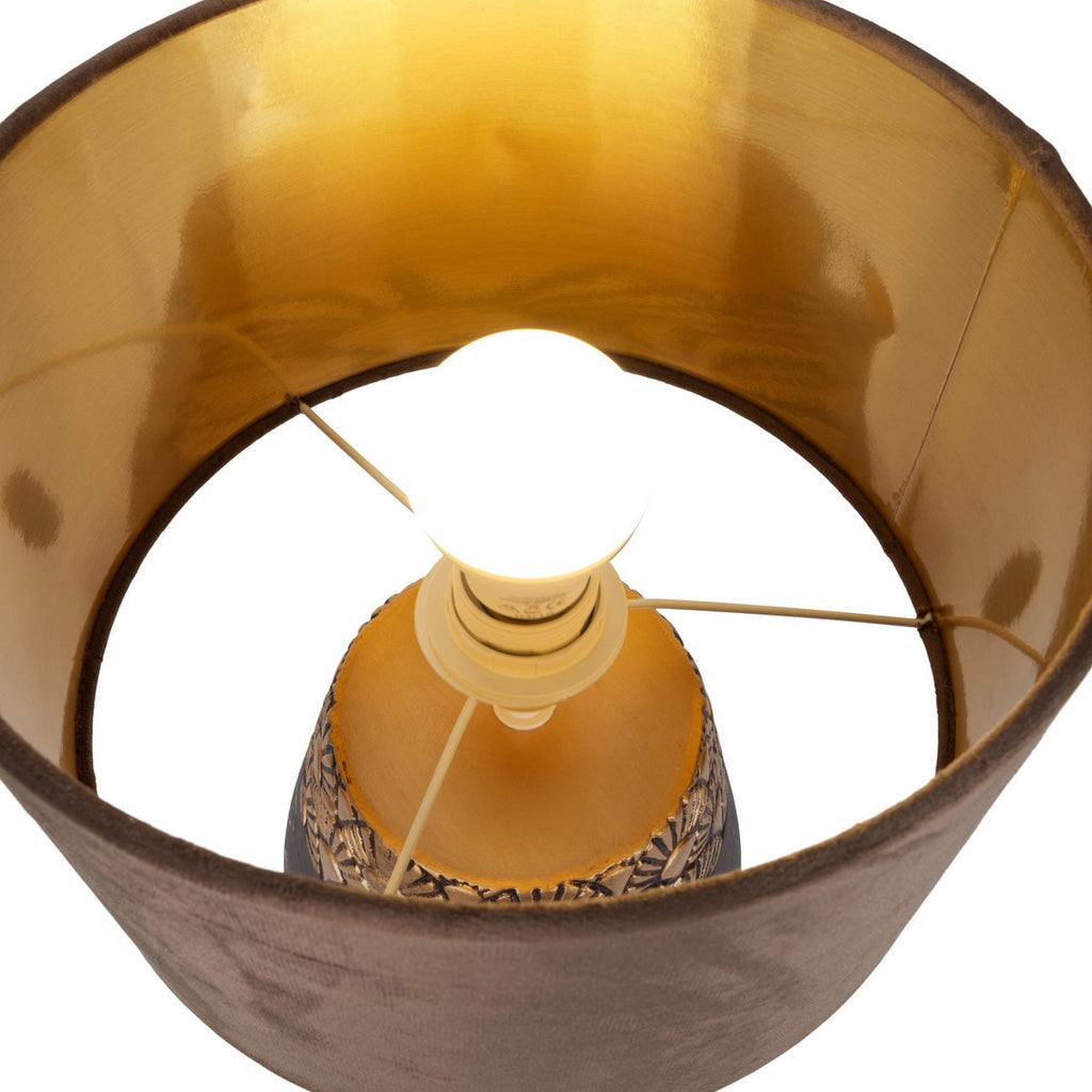 Liv · Oplaadbare houten tafellamp met leren band — grijs