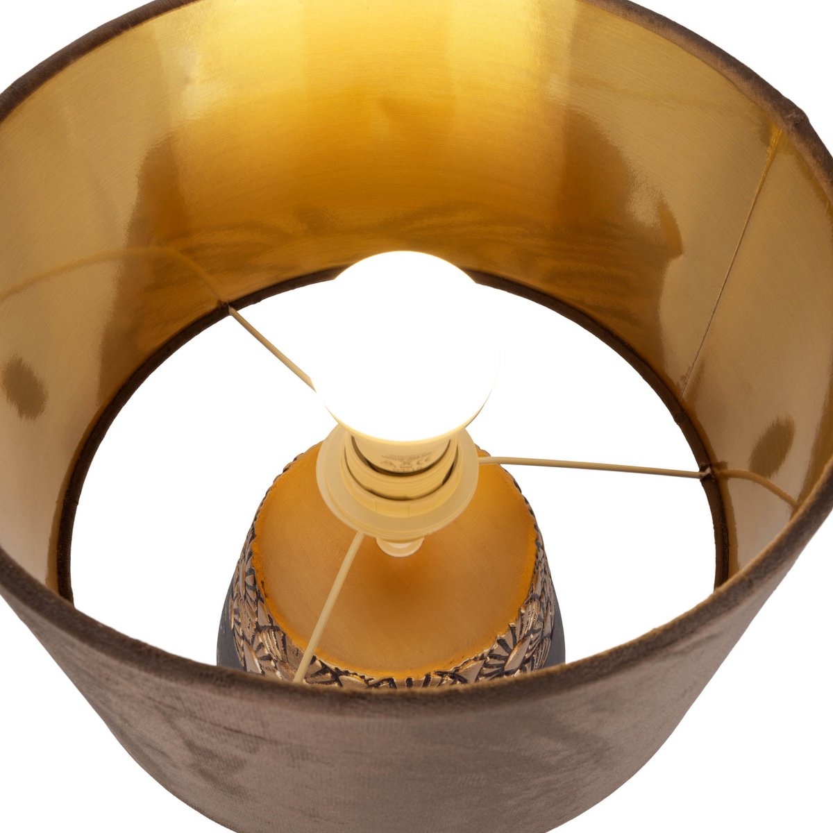 Liv · Oplaadbare houten tafellamp met leren band — grijs