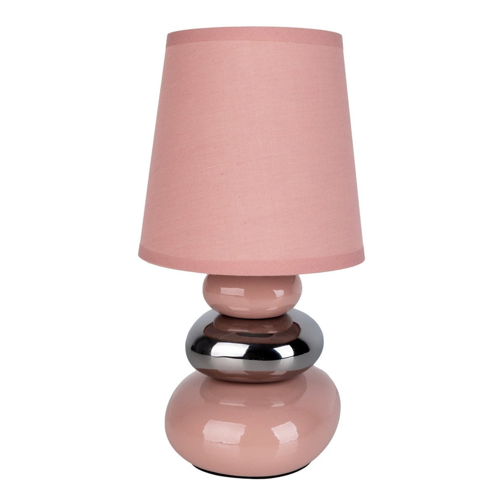 Liv · Houten tafellamp met linnen kap — roze