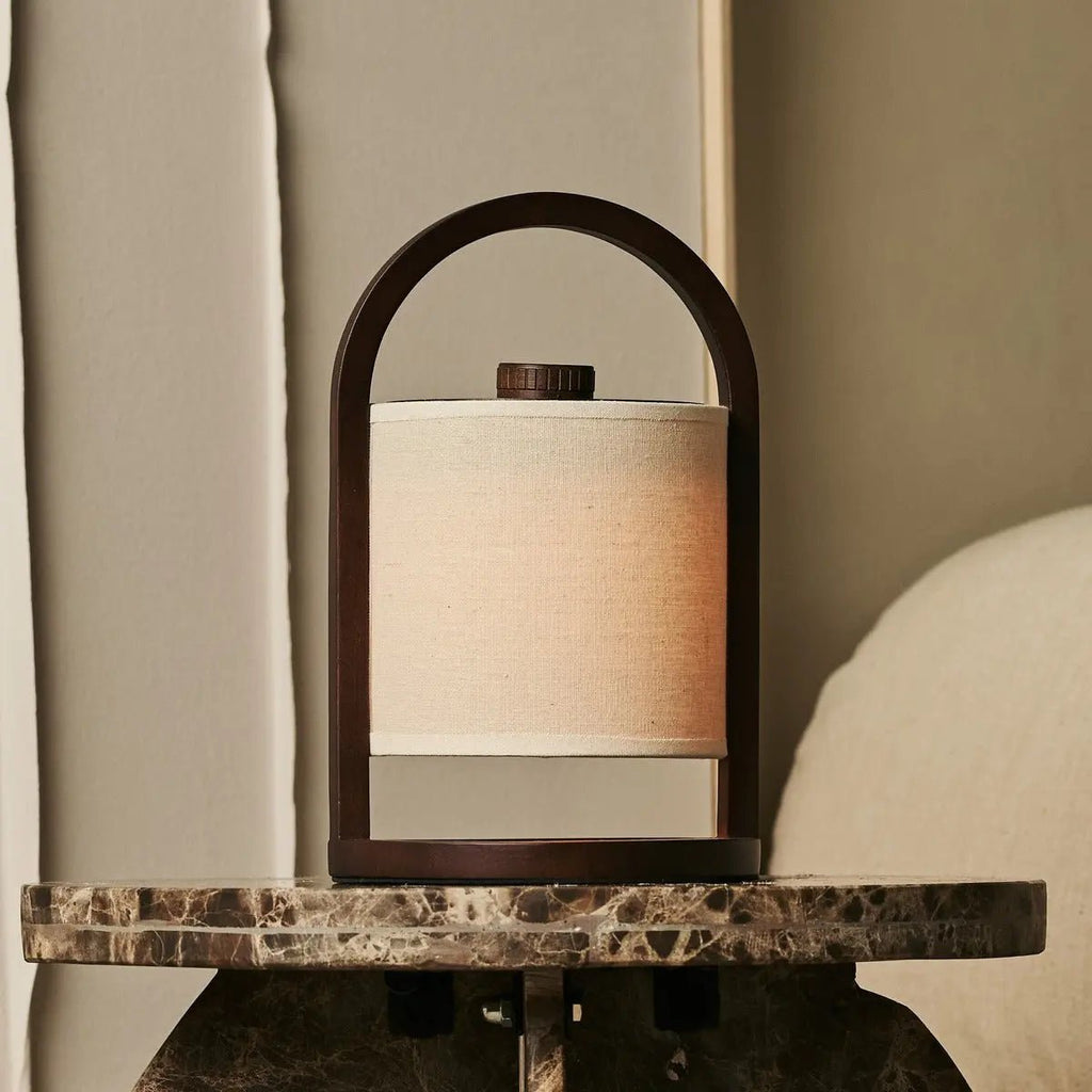 River Donkerbruine Draadloze Houten Lamp – Oplaadbaar & Dimbaar