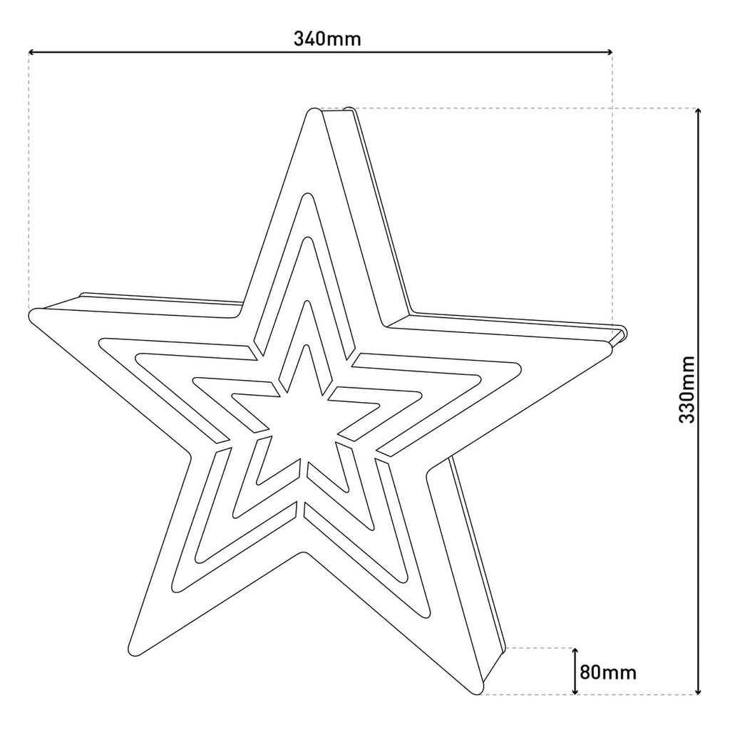 LED Christmas Decorations "Stern" H: 33 cm - Kerstartikelen - Decoratie - Hout - Natuur - met geïntegreerde LED - Kerstdecoratie