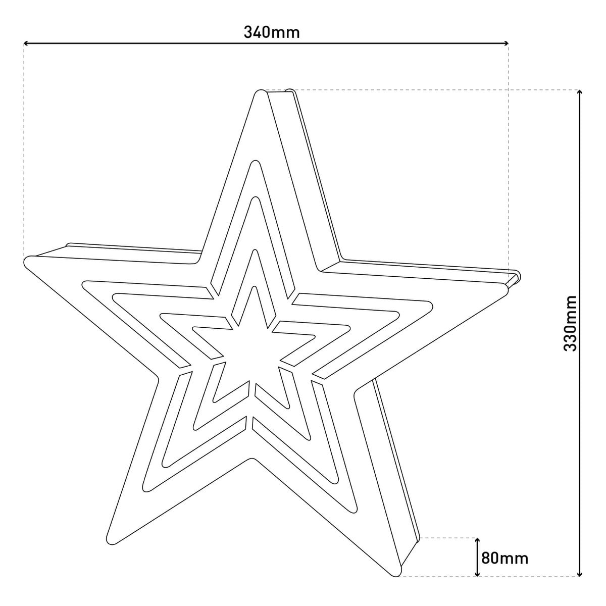 LED Christmas Decorations "Stern" H: 33 cm - Kerstartikelen - Decoratie - Hout - Natuur - met geïntegreerde LED - Kerstdecoratie