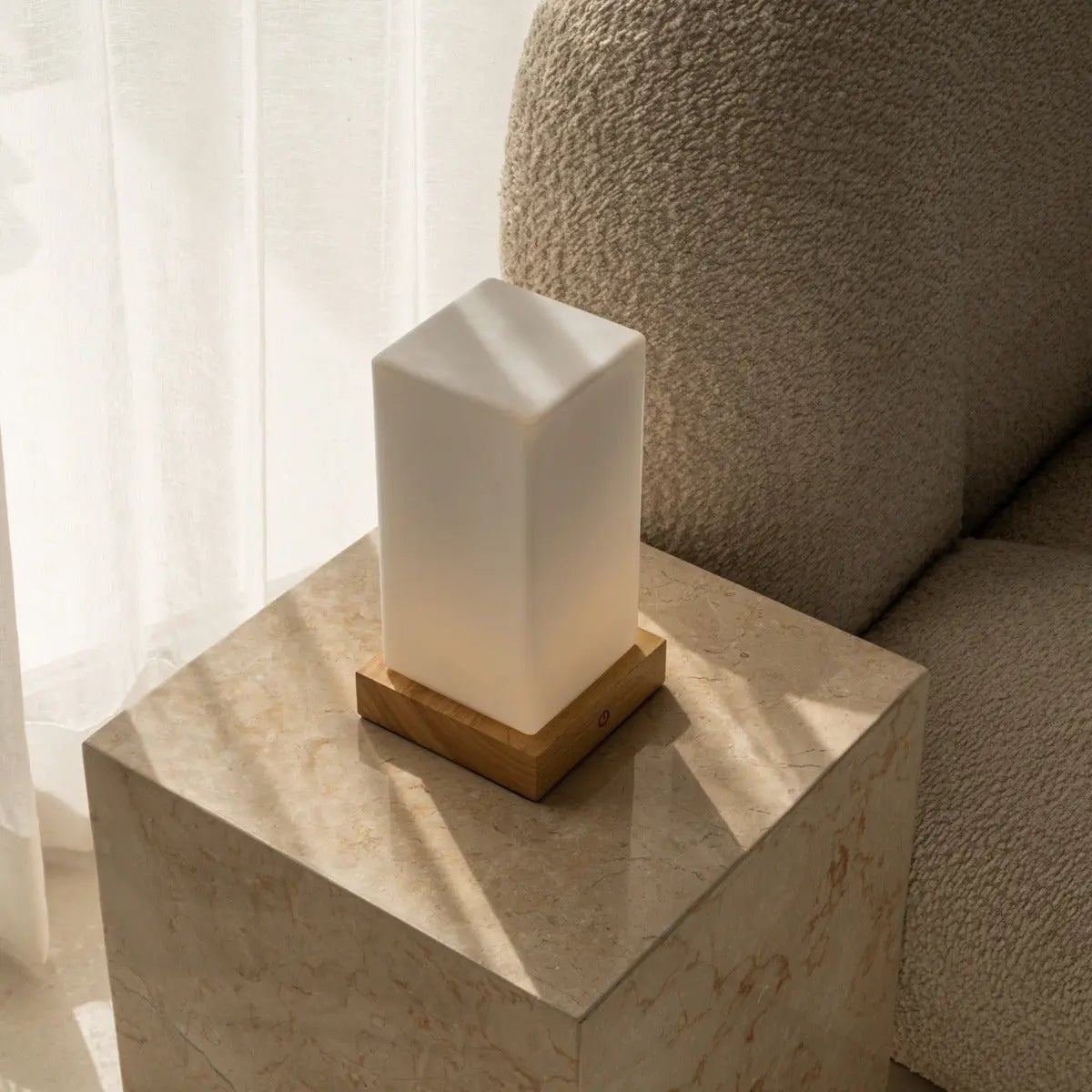 Zayn lichtbruine houten oplaadbare lamp L Dimmable & draadloze en goede batterij