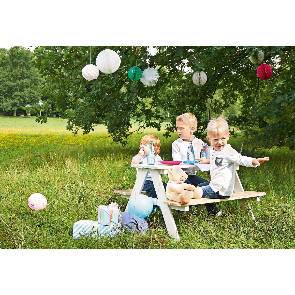 Picknickbank voor kinderen "Nicki für 4", wit