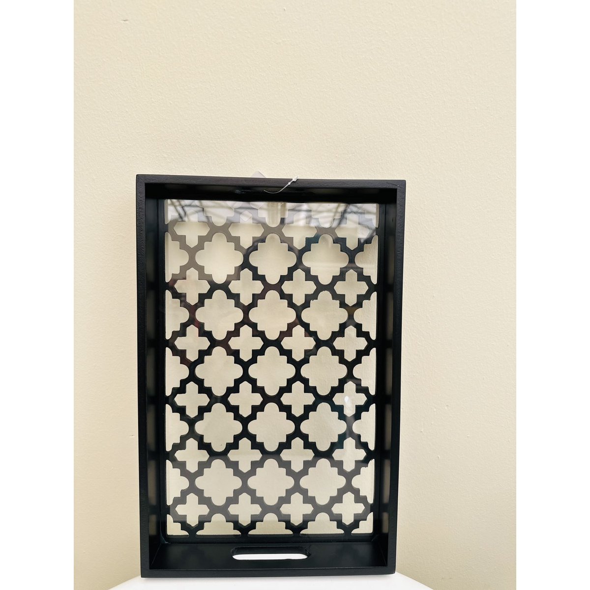 Zwart houten glazen dienblad