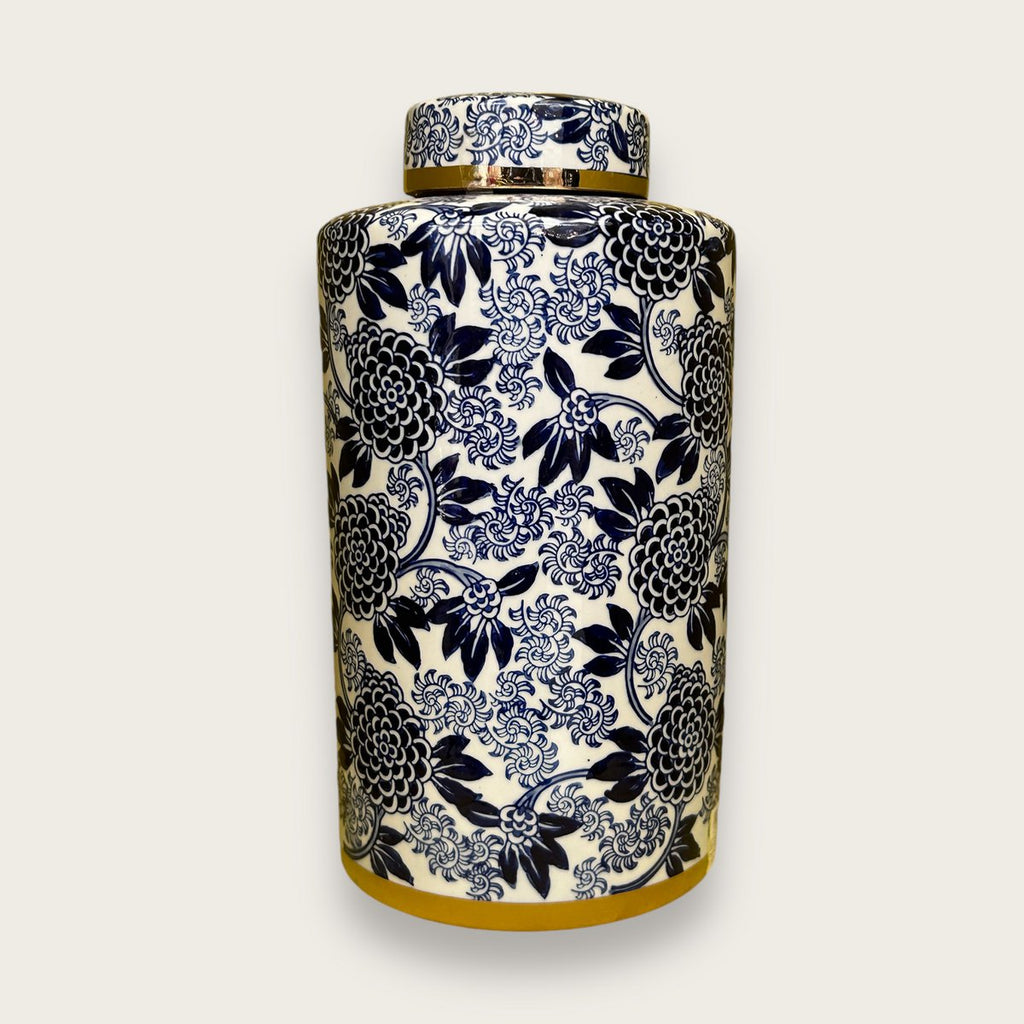 Blauw-witte porseleinen bloemenvaas (voor keuken thuis)