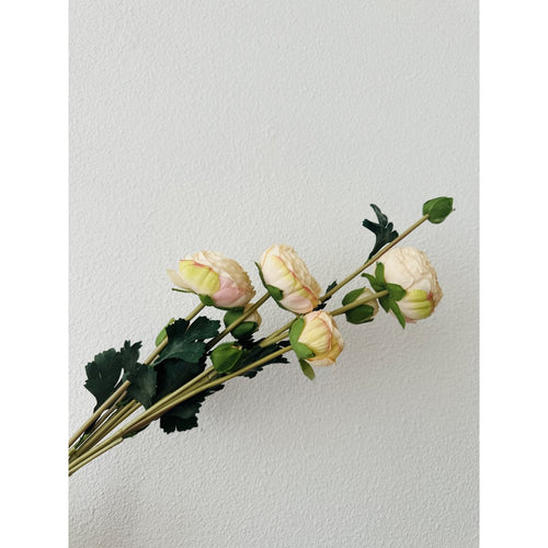 9-stengelige Mica Decorations Ranonkels Kunstbloemen Boeket / Lengte 55cm /Champagne