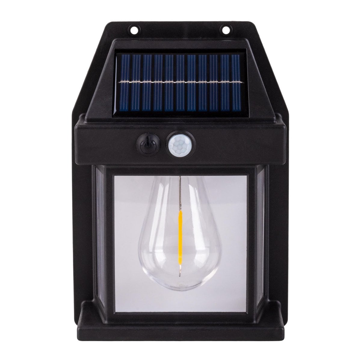 2 Set Solar Wall Lamp "Mira" ca. 17 cm hoog, gemaakt van zwart weerbestendig plastic, geïntegreerde LED in warm wit, inclusief bewegingsdetector en schemeringsensor