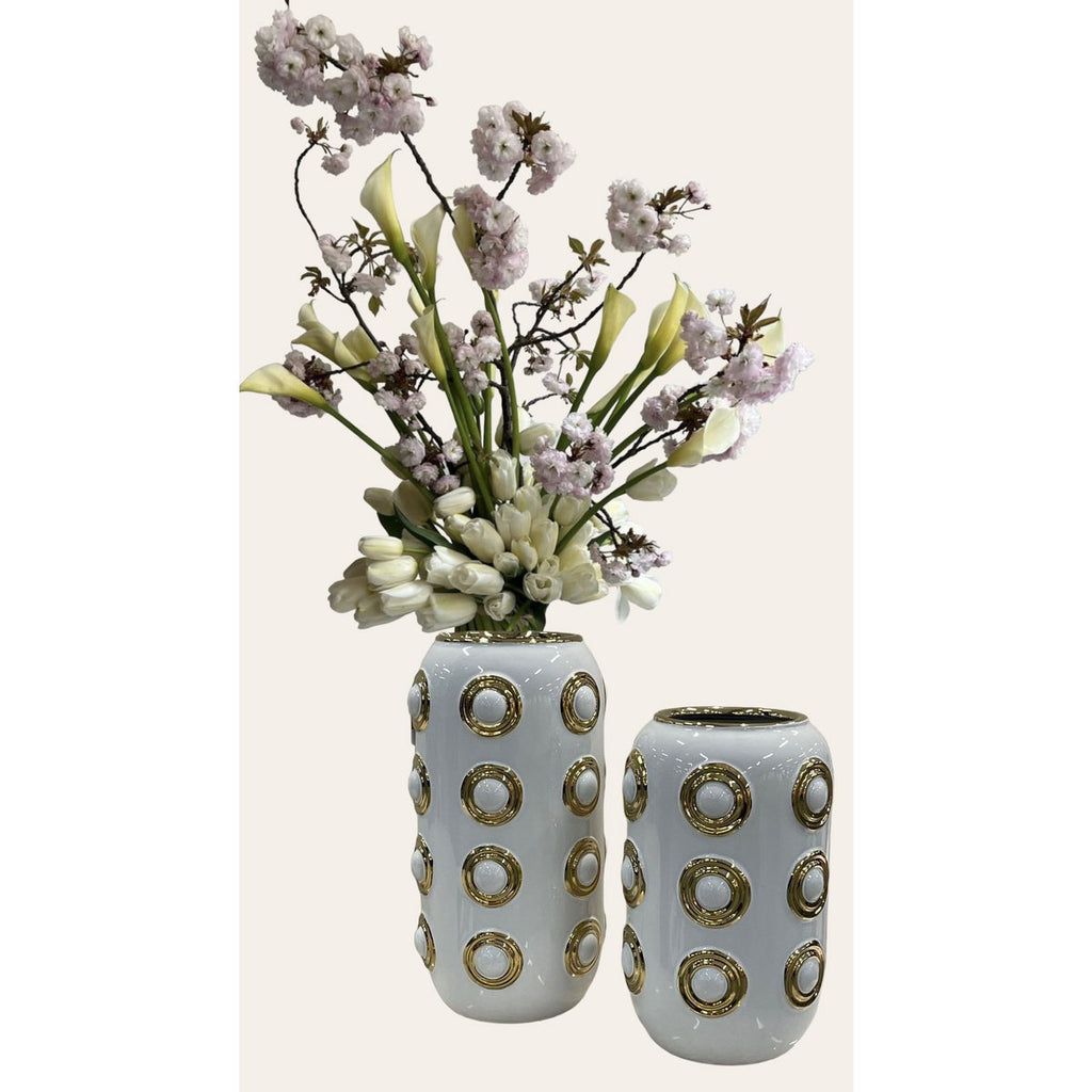 Gouden vaas met 4 cirkels (CV11617-14WIT)