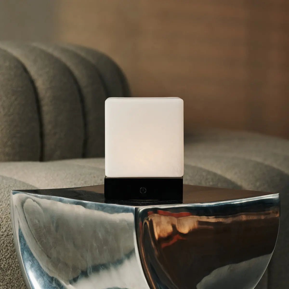 YCE Black Draadloze houten lamp met bevroren glas-oplaadbare, dimbare, 100-uur batterij