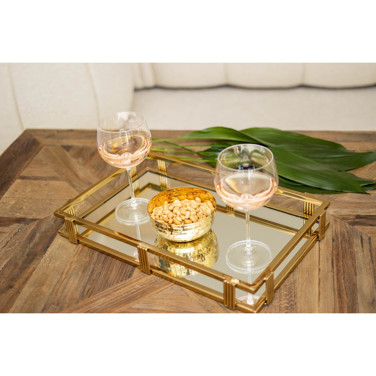 Gouden rechthoekige spiegellade 42x27x5cm