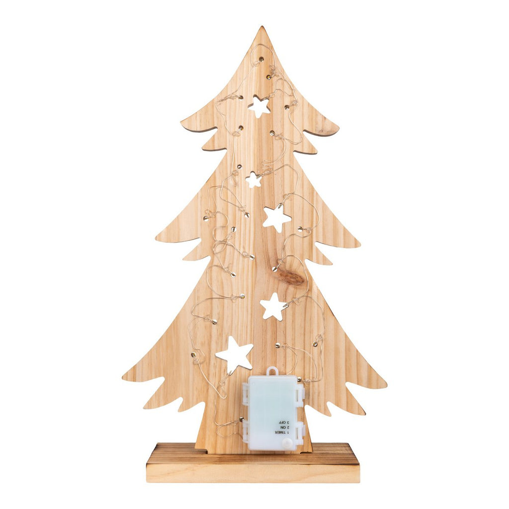 LED WOOD Decolum "Fir Tree" klein, gemaakt van natuurlijk hout met vaste LED's, kerstdecoratie voor buiten
