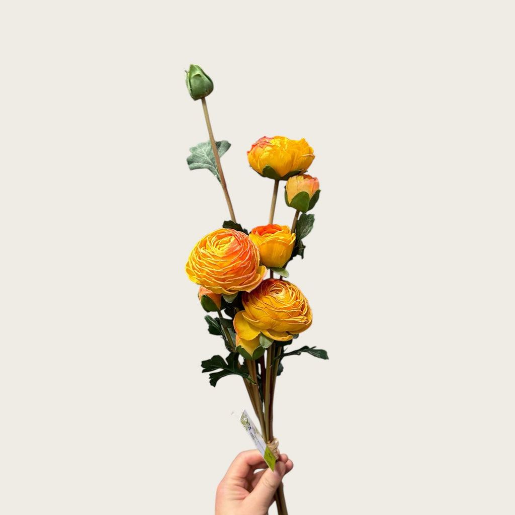 9-stengelige Mica Decorations Ranonkels Kunstbloemen Boeket / Lengte 55cm /orange