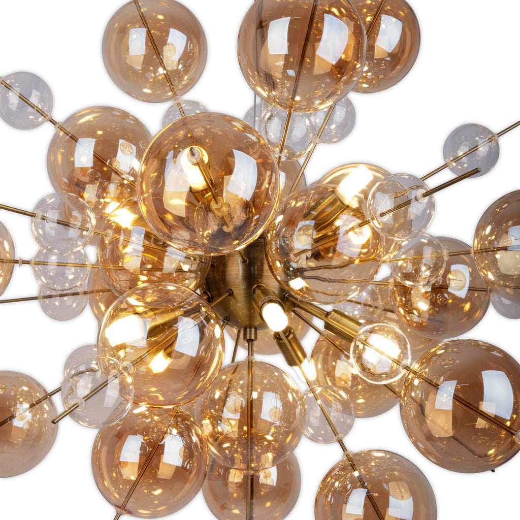 Hanger lamp "explosie" barnsteen gemaakt van metaal en glas, G9 -versies, hangende lamp voor eetkamer, woonkamer, gang of kantoor, hangende lamp ØCA. 65 cm