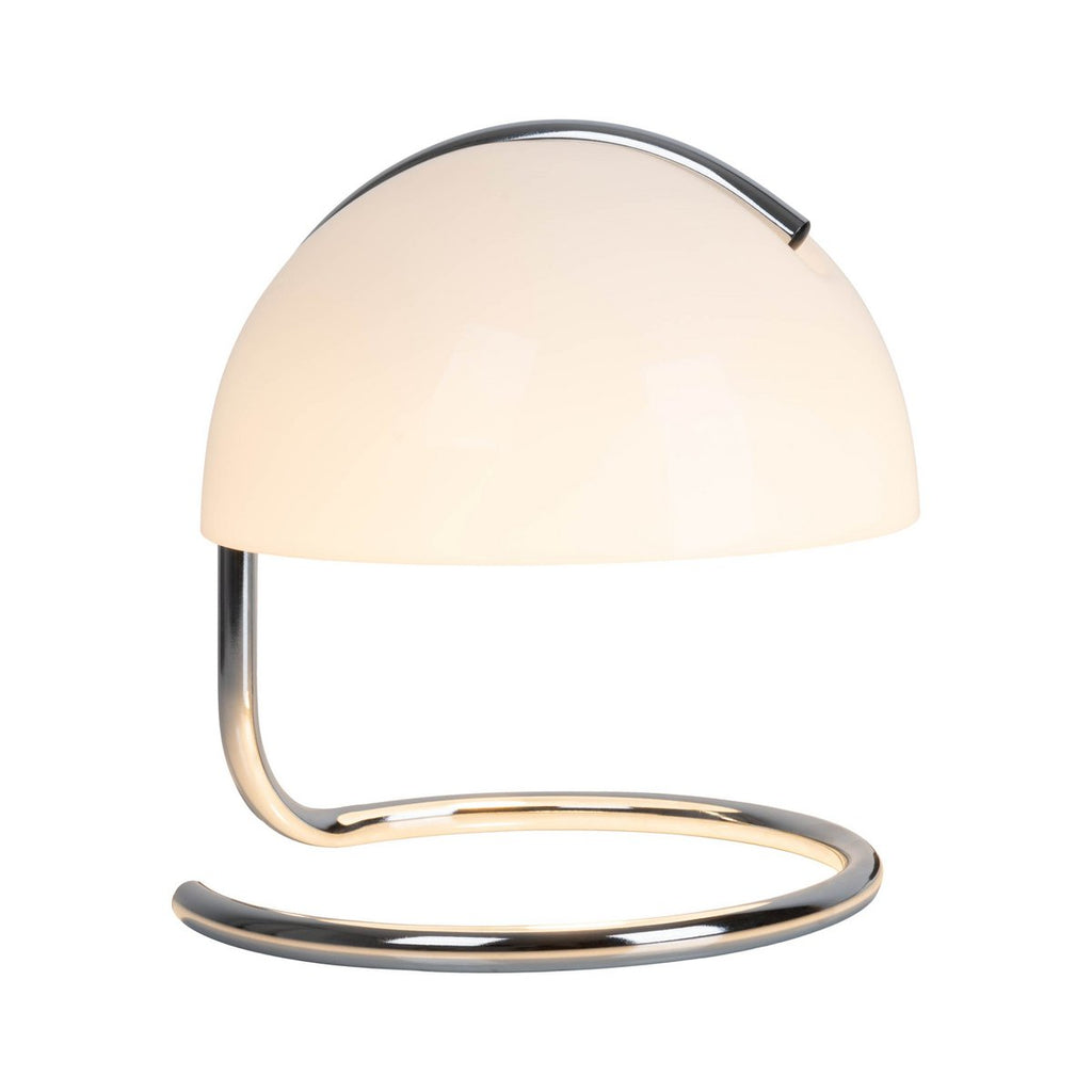 Liv · Houten tafellamp met linnen kap — chroom