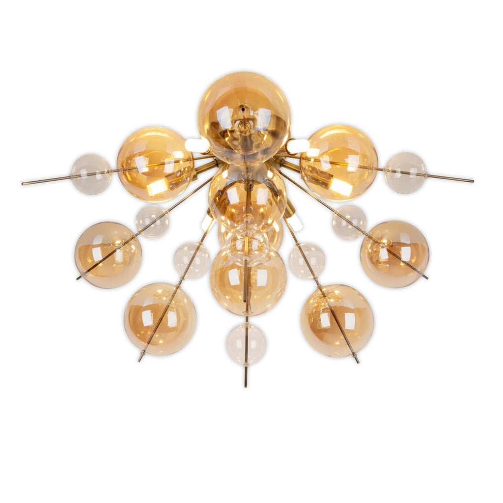 Plafondlamp "explosie" Amber gemaakt van metaal en glas, G9 -versies, plafondlamp voor eetkamer, woonkamer, gang of kantoor, Ø57 cm