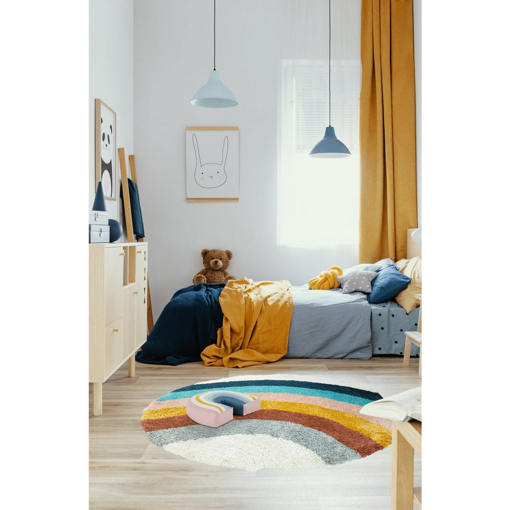 Dik en comfortabel rond kindervloerkleed COLORS
