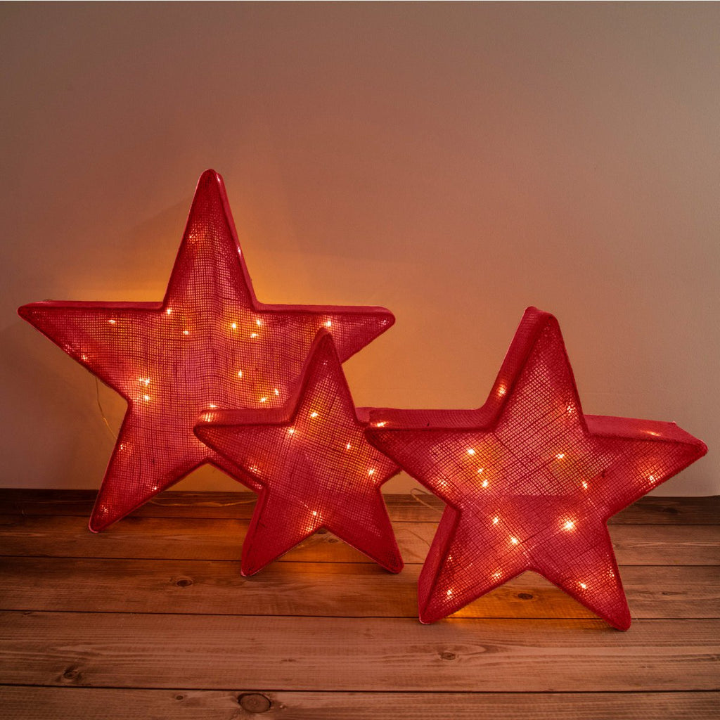 Liv · LED-kerstdecoratie — set van 3 sterren rood