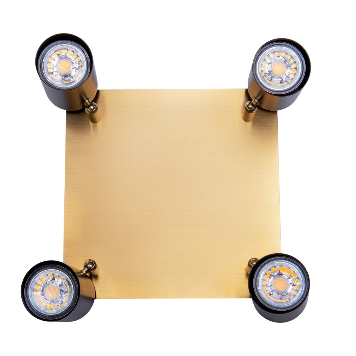 4 muur- en plafondlampen "Frida" in metalen zwart / goud, plafond schijnwerpers, GU10, plafondlamp voor eetkamer, woonkamer, gang of kantoor, 22 x 22 cm