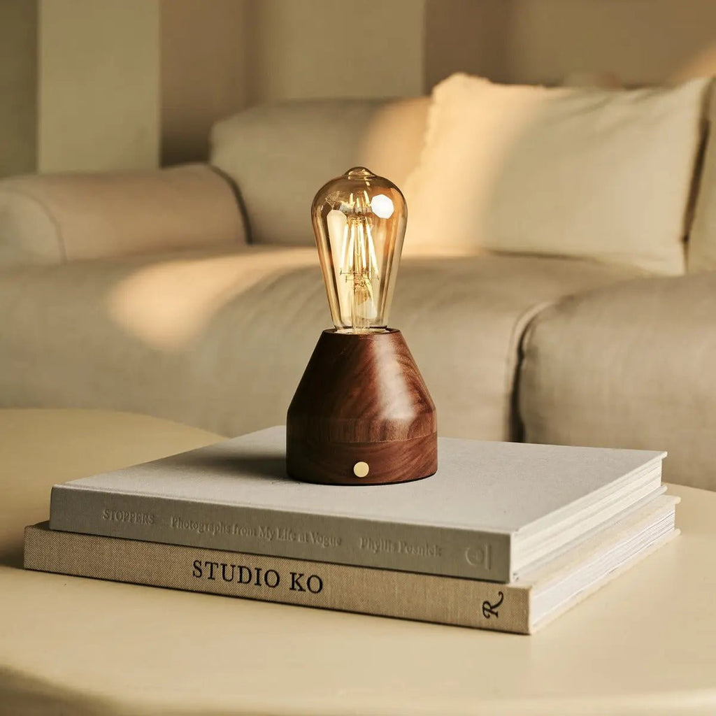 ZAVI WALNAUT Oplaadbare LED-tafellamp-Draadloos, dimpelbare, 100-uur batterij