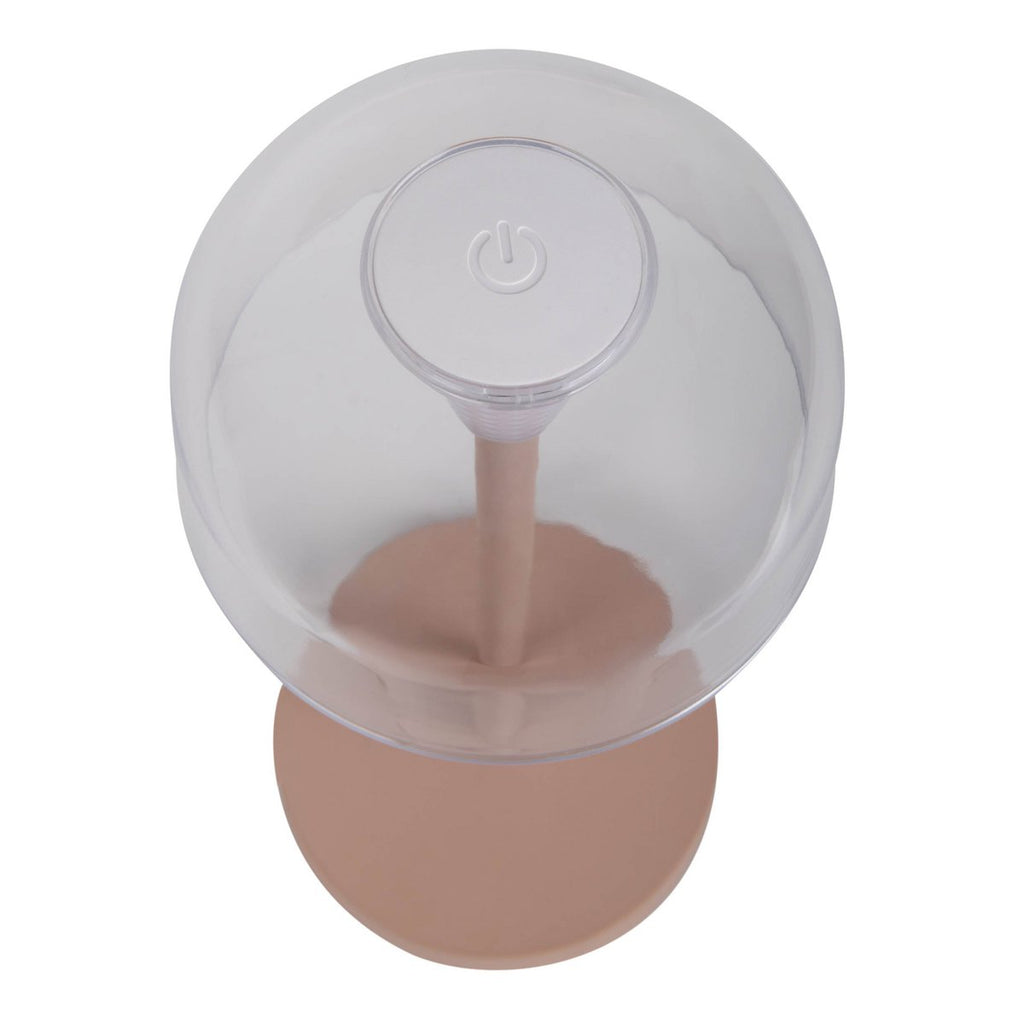 2-ex-ingestelde LED-batterijtafellamp "Gomba" voor buiten en binnen, gemaakt van metaal en plastic in matte amandel, 18,5 cm hoog